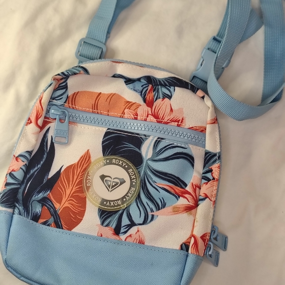 Roxy Blue and Peach Floral Crossbody Bag - Picture 1 of 3